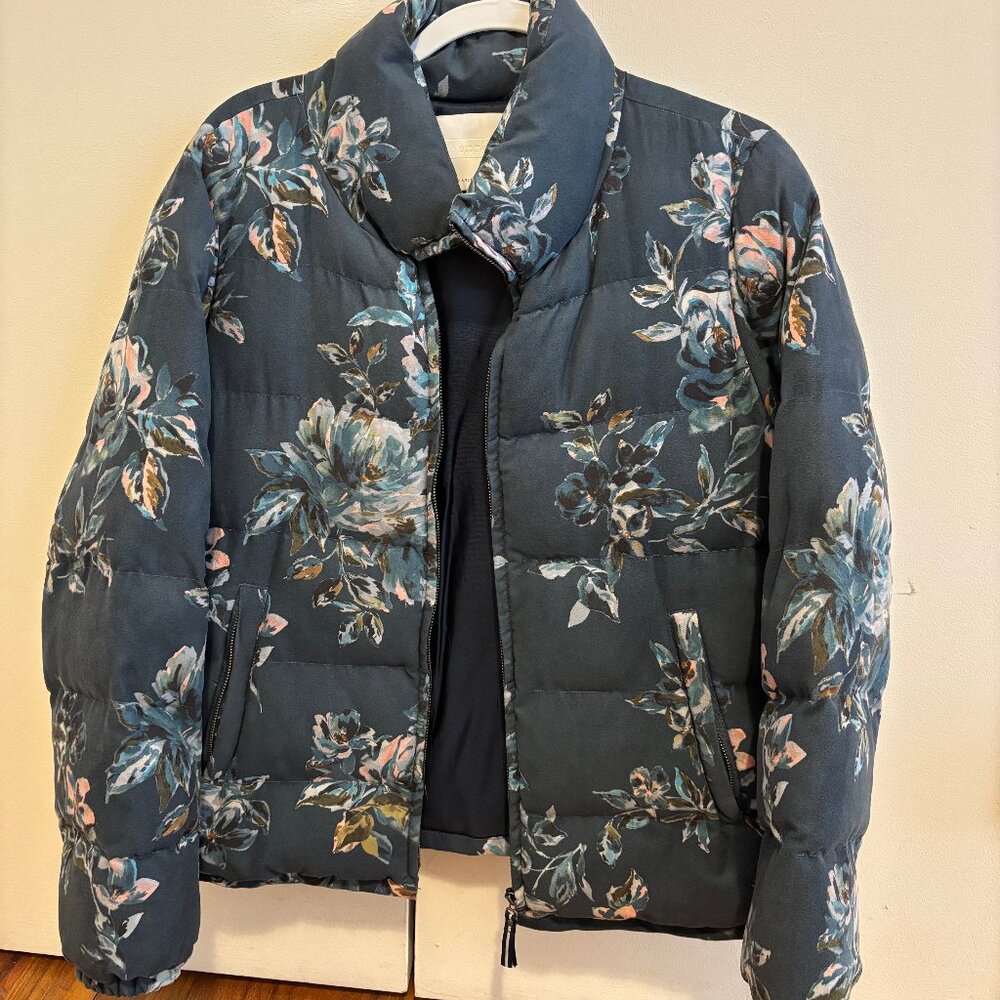Anthropologie Floral Puffer Coat
